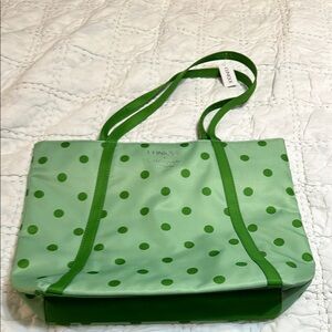 Clinique x Kate Spade Green Polka Dot Tote Bag